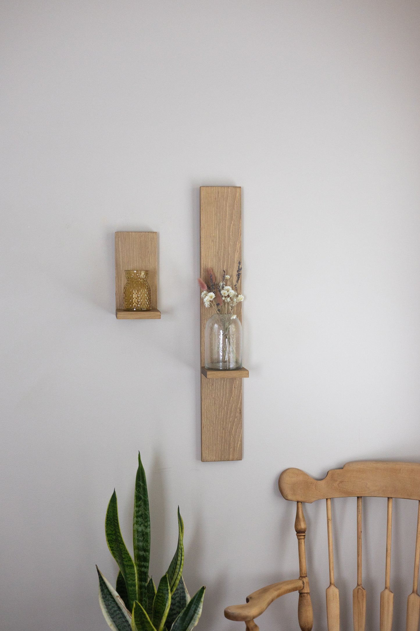 Wall Hanging Wood Shelves | Set of Two Rustic Plant Shelves