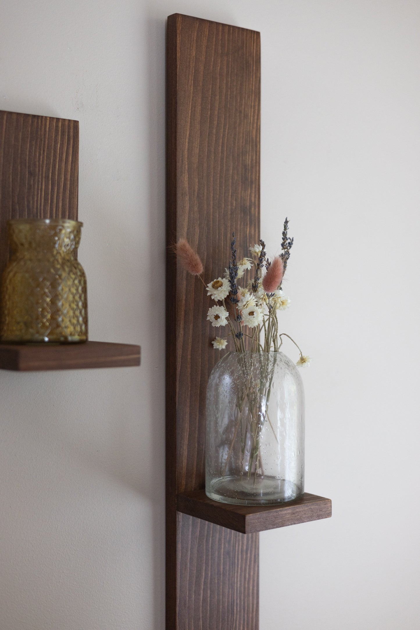 Wall Hanging Wood Shelves | Set of Two Rustic Plant Shelves