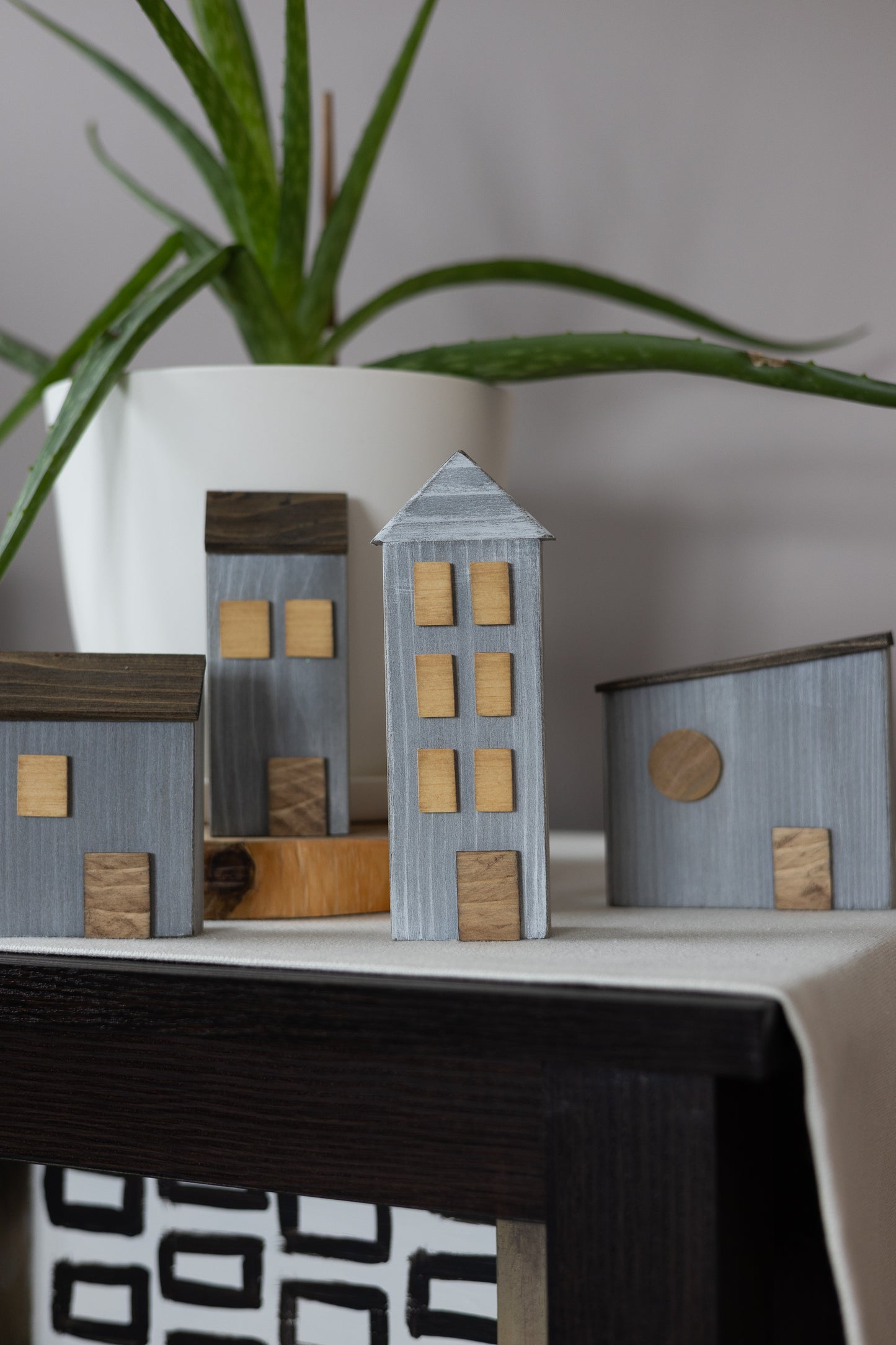 Mini Wood Houses | Set of Two