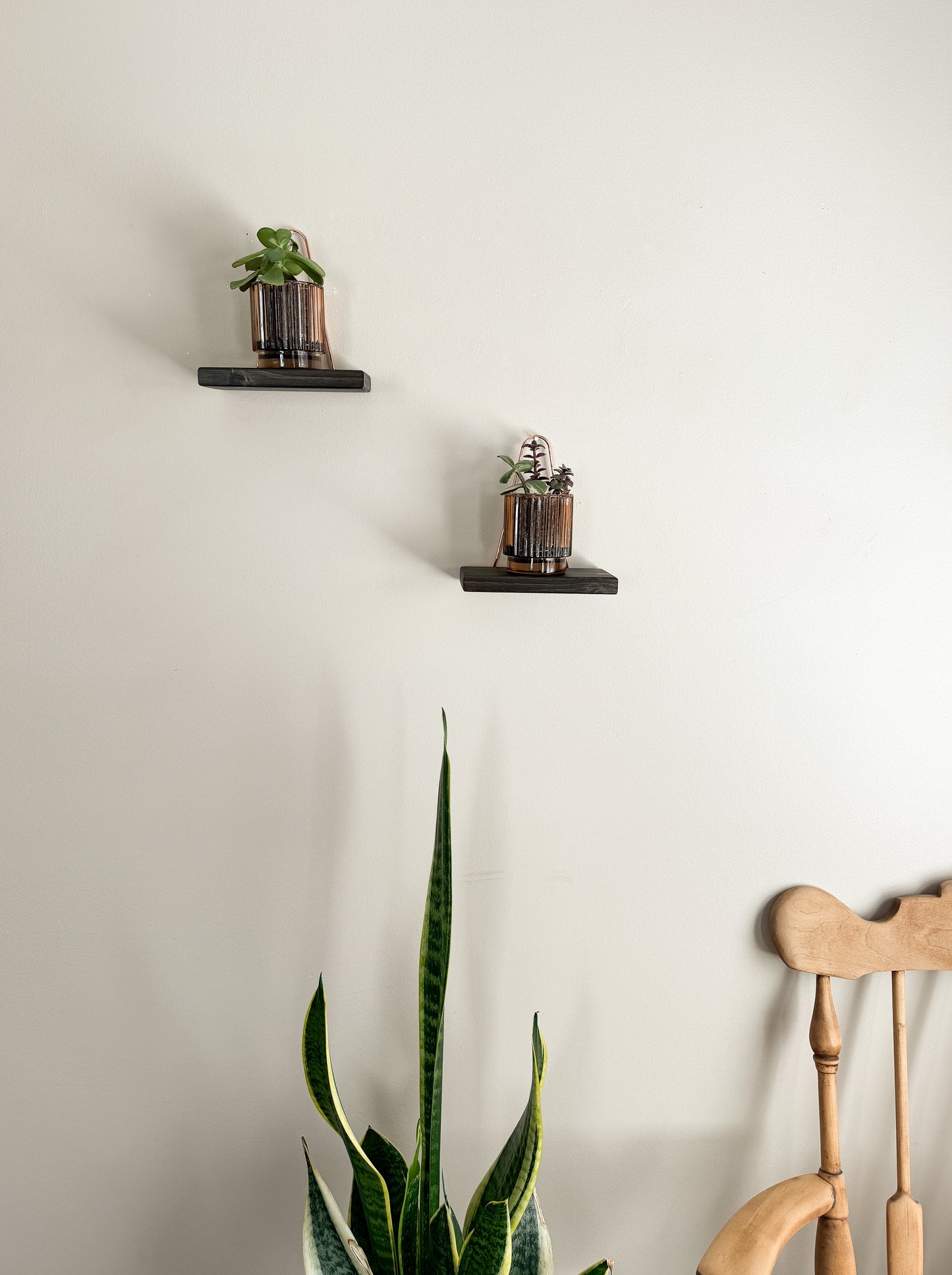 Mini Copper and Wood Shelf Set
