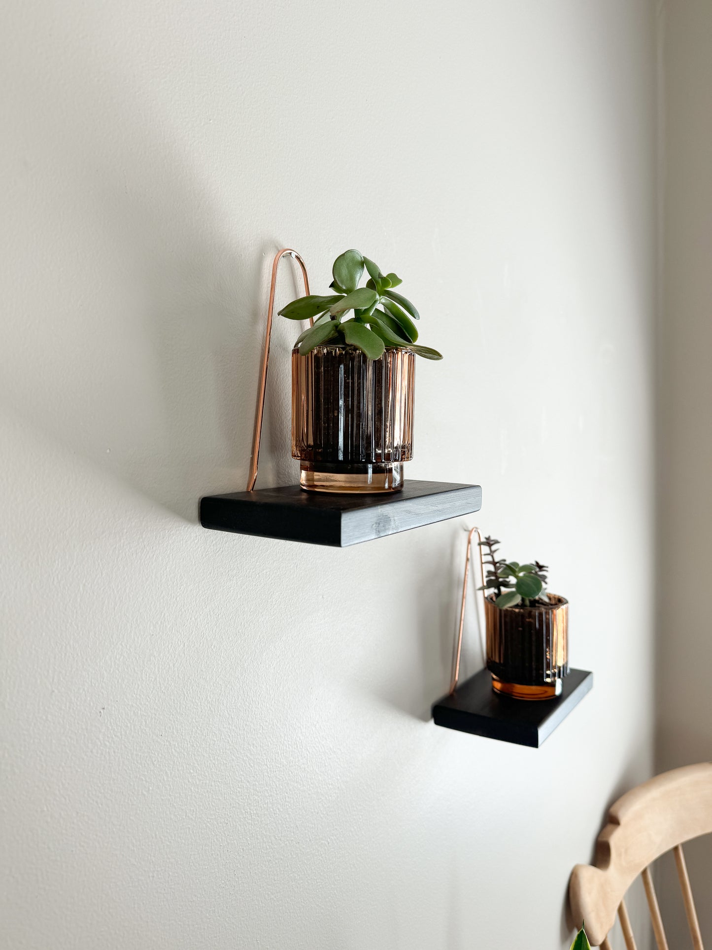 Mini Copper and Wood Shelf Set