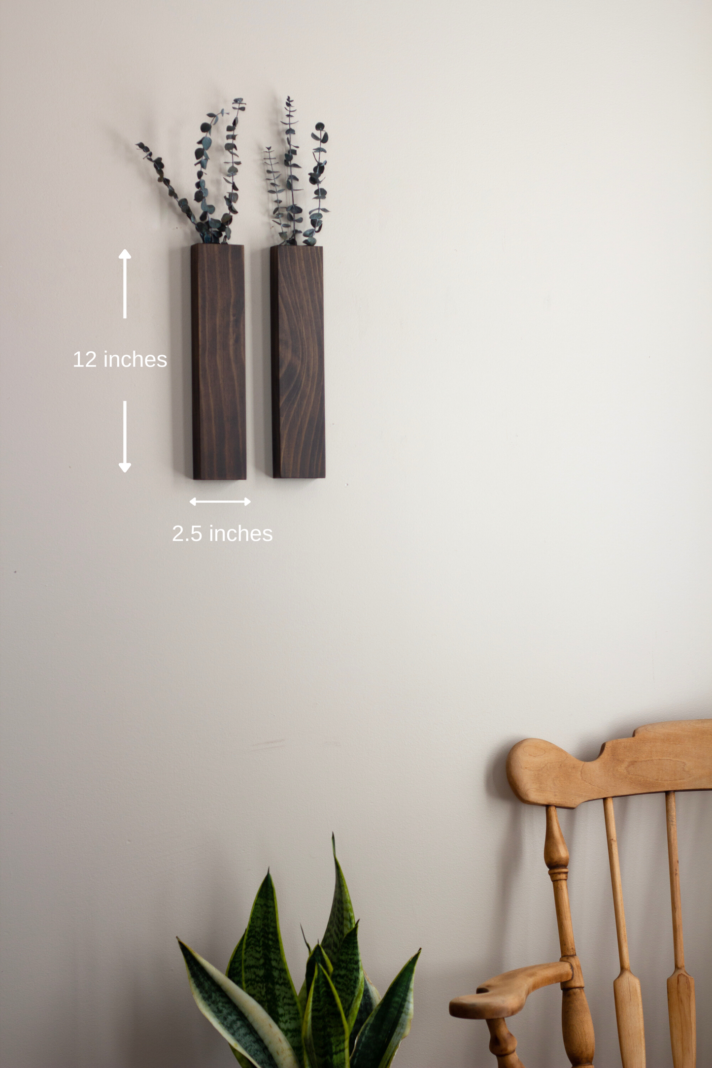 Slim Wood Wall Pocket with Eucalyptus