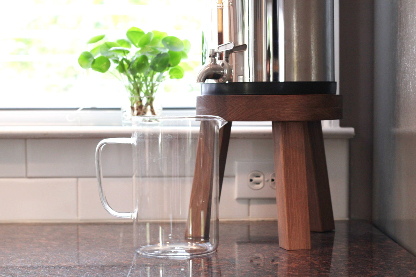 Tall Wood Stand Berkey Water Filter Compatible | Kitchen Accessory for Water Crock Dispenser