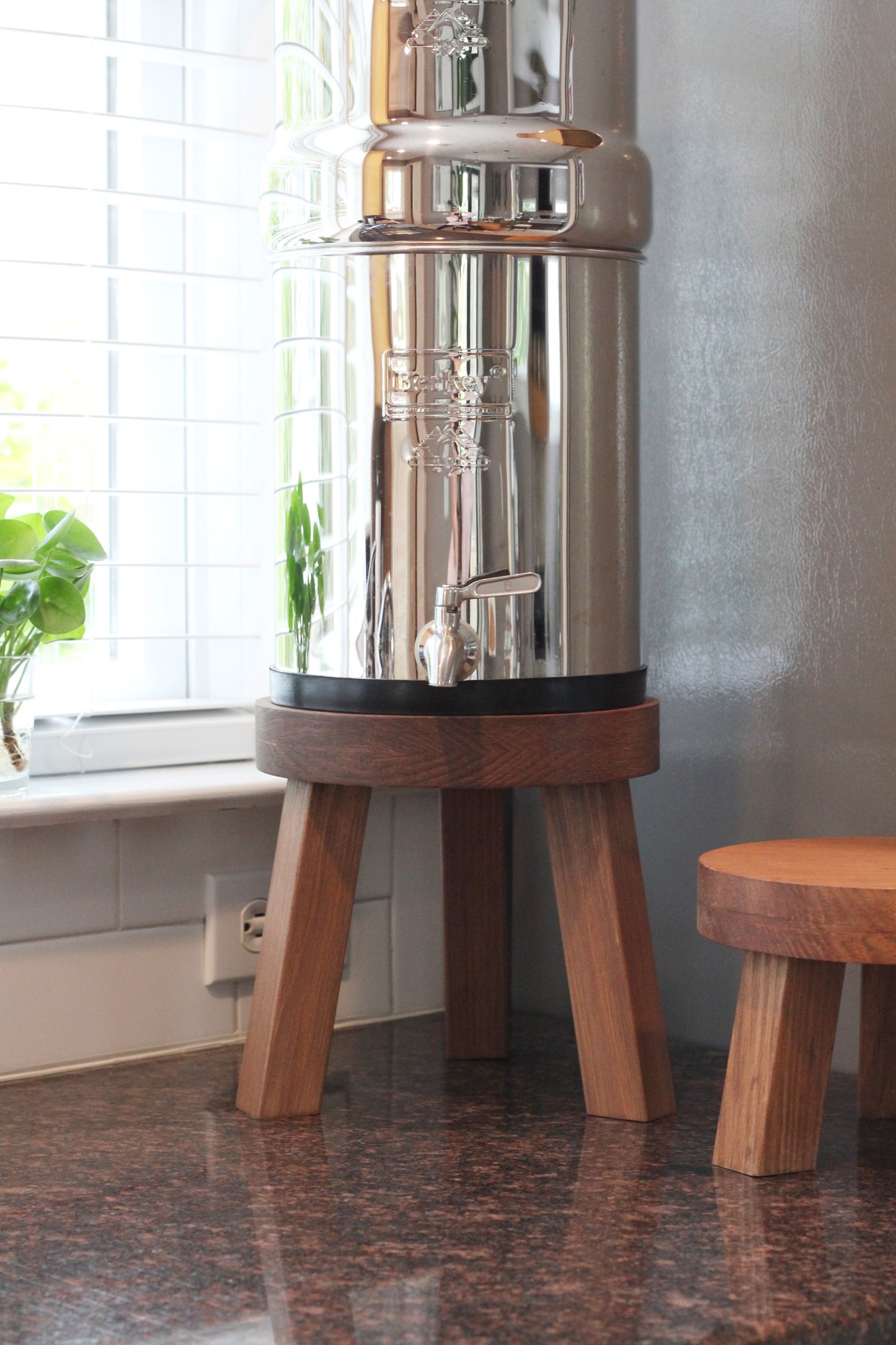 Tall Wood Stand 9" Berkey Water Filter Compatible | Kitchen Accessory for Water Crock Dispenser