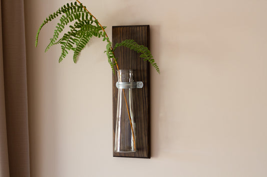 Wall Hanging Vase with Metal Strap | Farmhouse Wall Decor