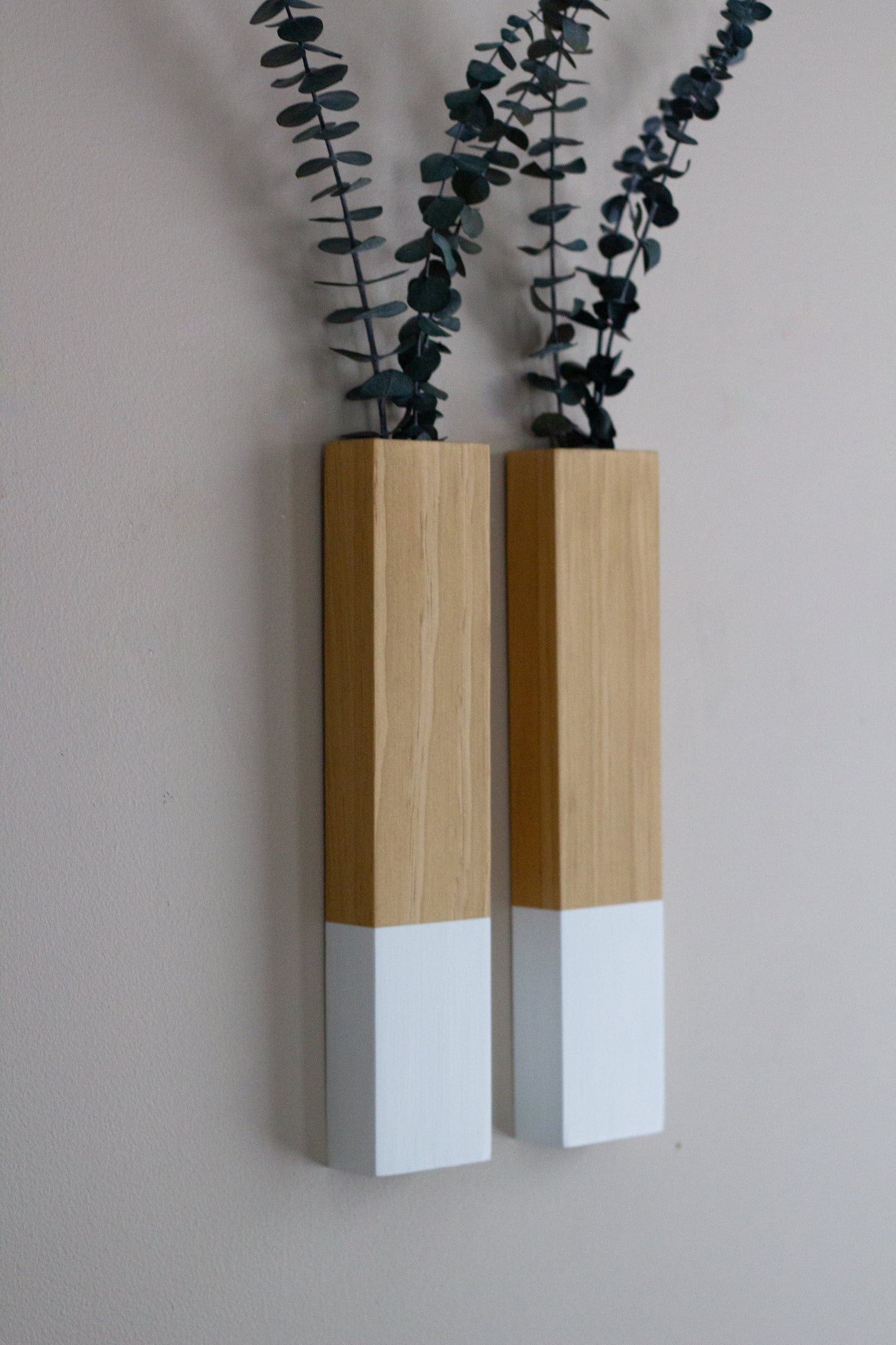 Slim Wood Wall Pocket Dip Paint with Eucalyptus