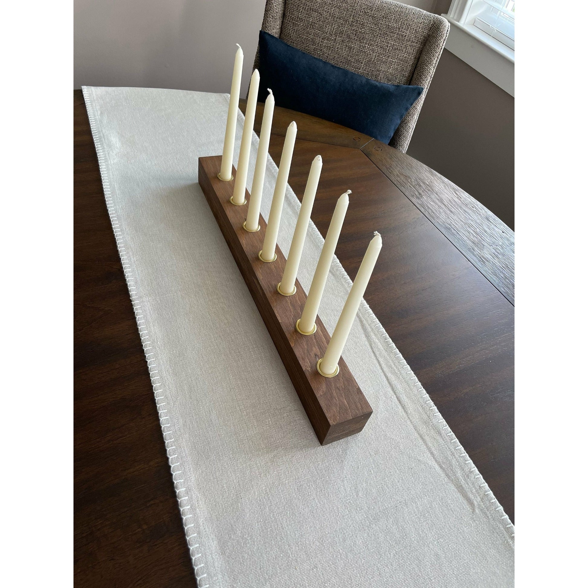 Long Taper Candleholder Holds 7 Candles Dining Table Centerpiece