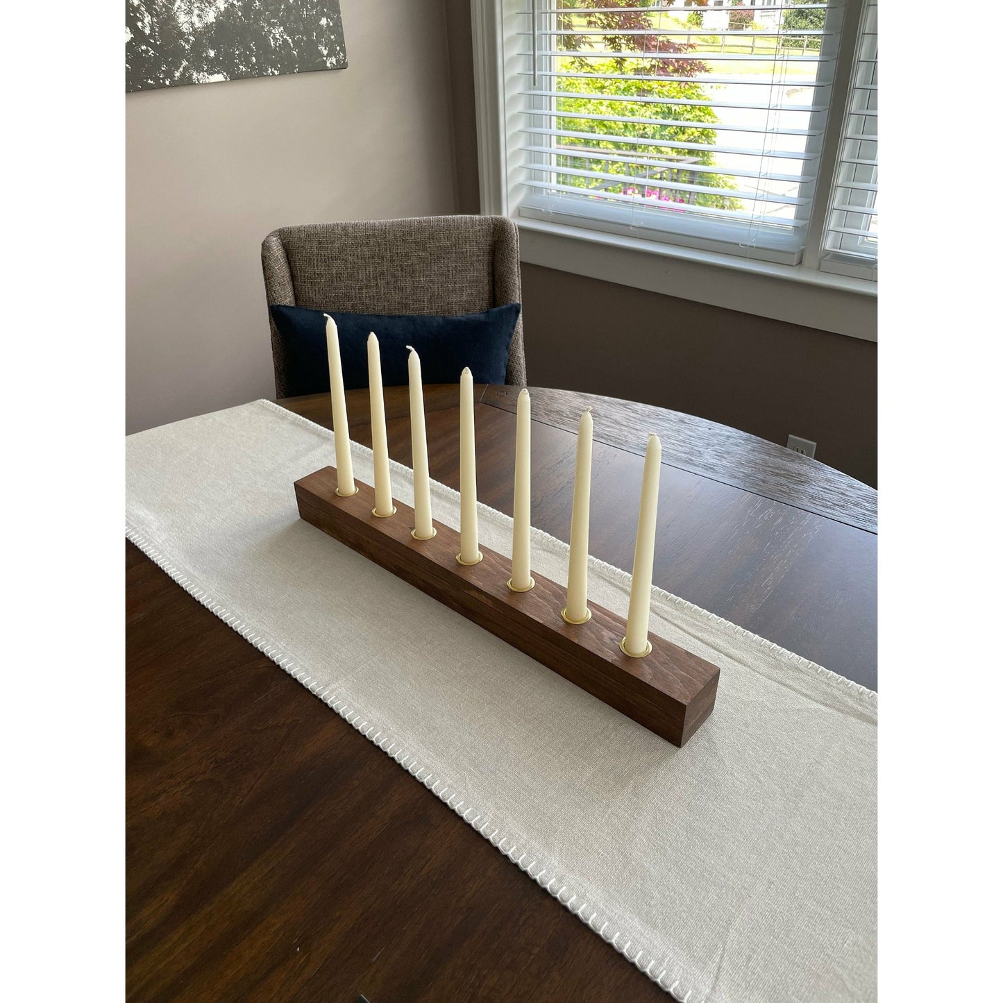 Long Taper Candleholder Holds 7 Candles Dining Table Centerpiece
