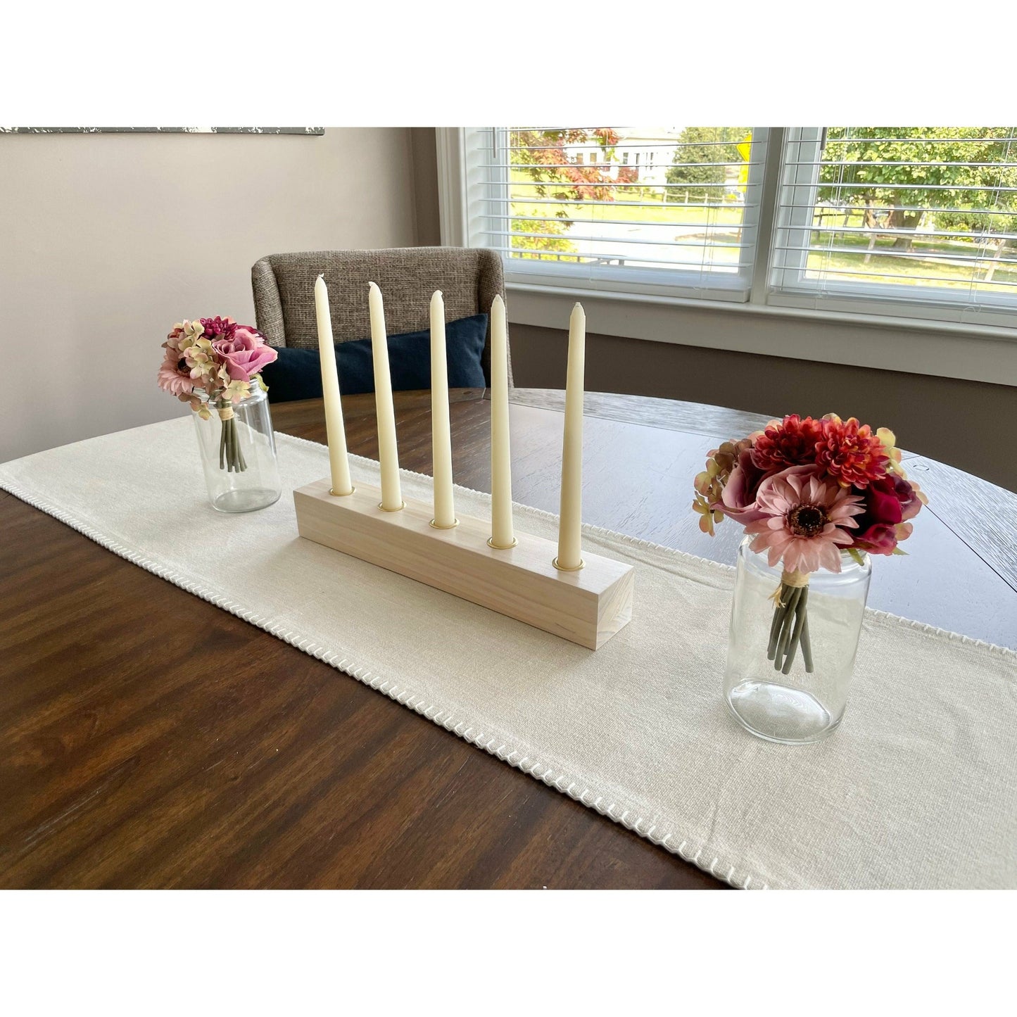 Long Taper Candleholder Holds 5 Candles Dining Table Centerpiece