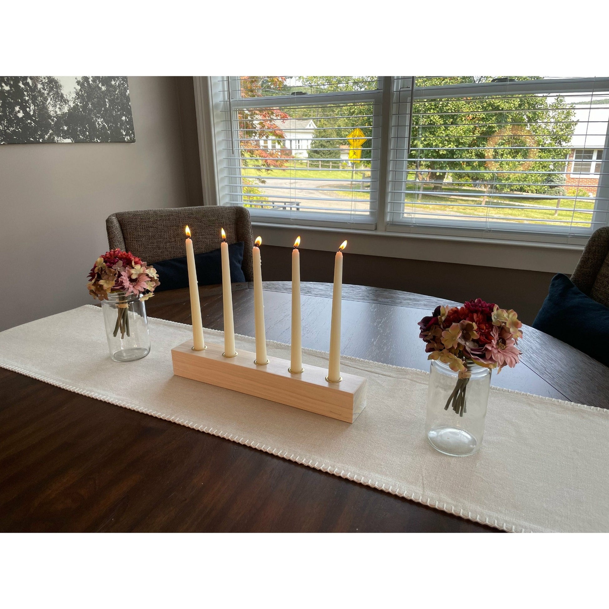 Long Taper Candleholder Holds 5 Candles Dining Table Centerpiece