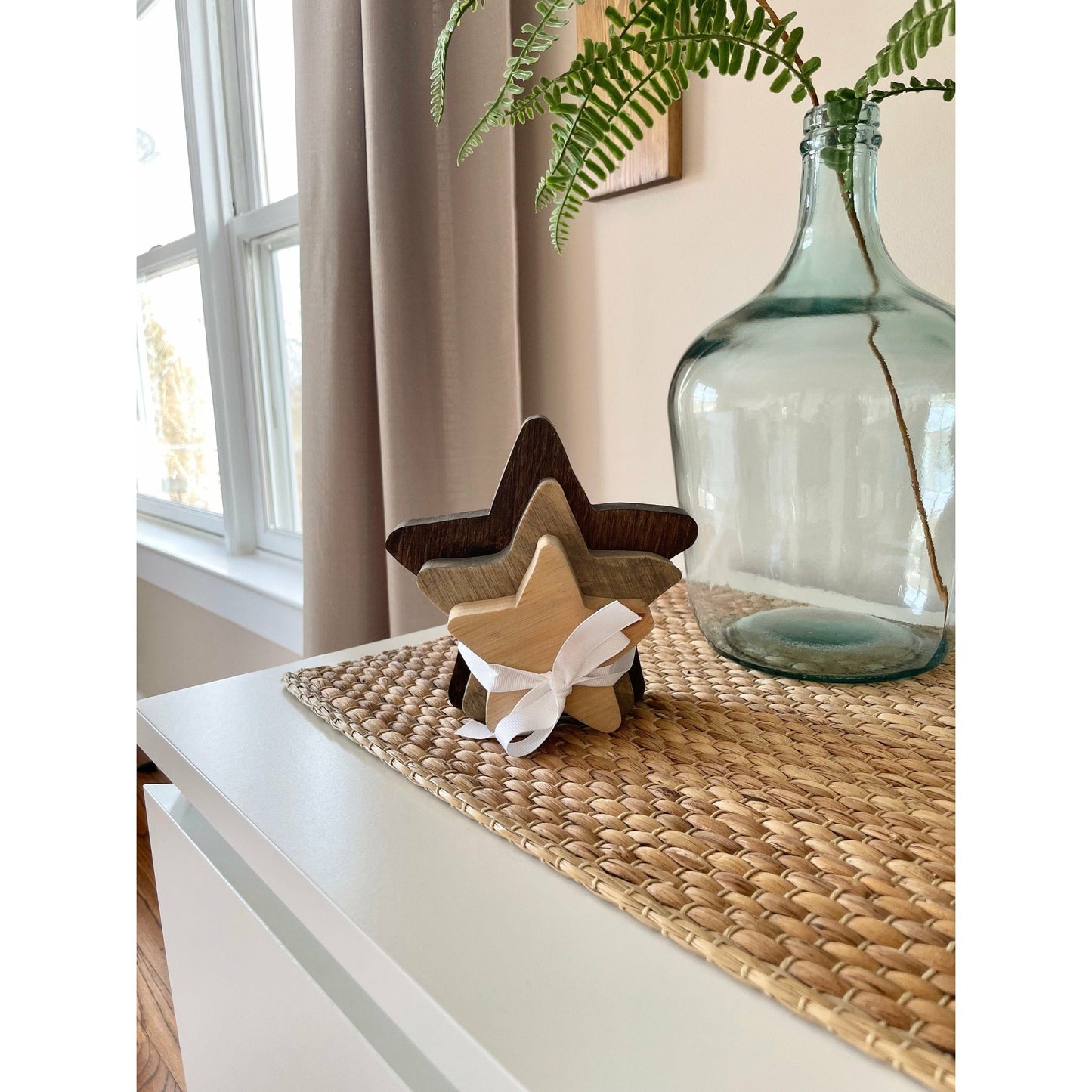 Handcut Wood Stars Set of Three Americana Decor Tiered Tray Star Decor