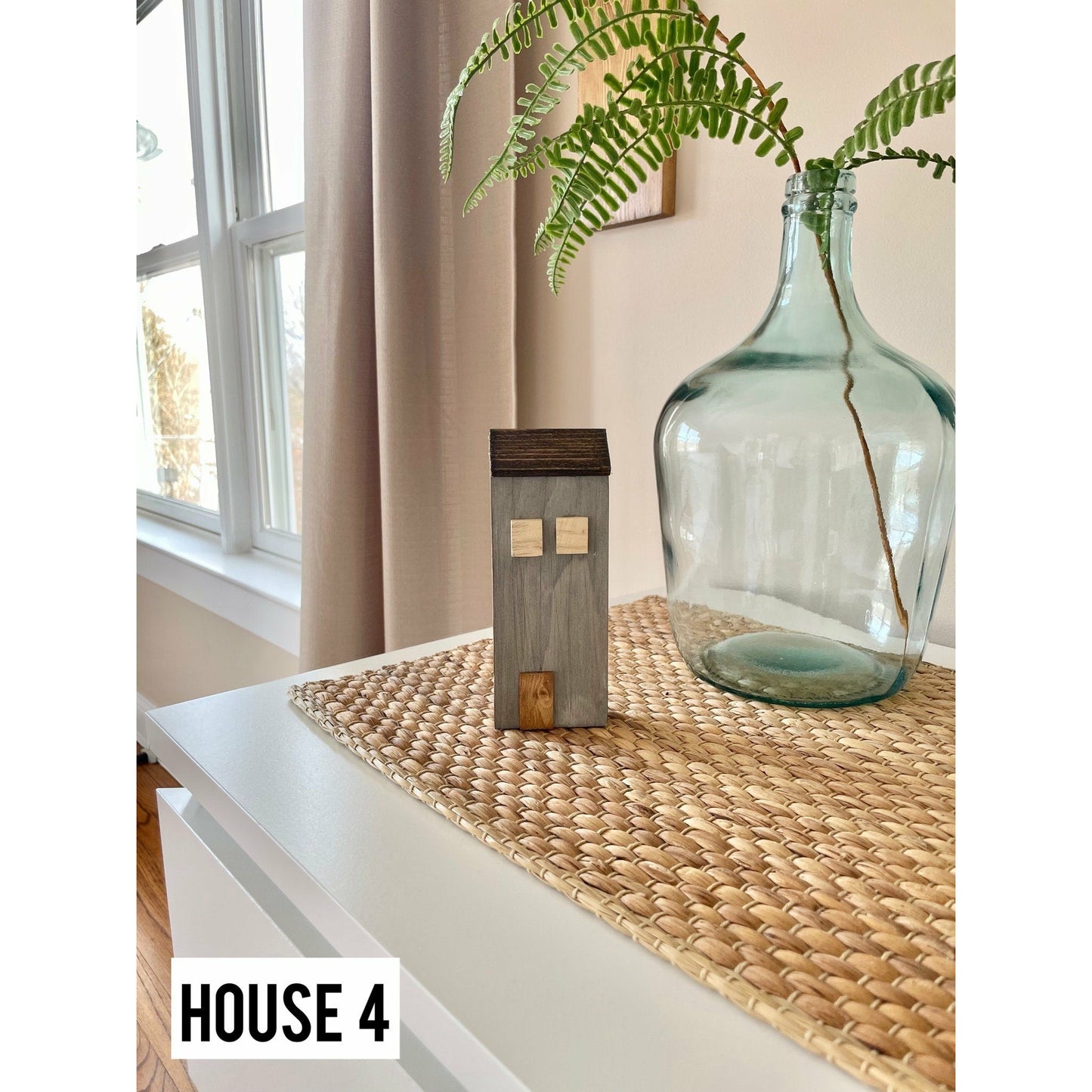Set of Two Mini Wood Houses Tiered Shelf Decor