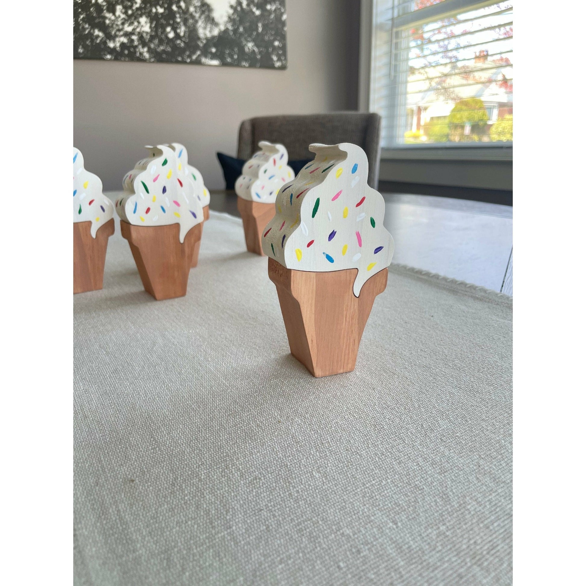 Wood Ice Cream Cone with Sprinkles Summer Decor