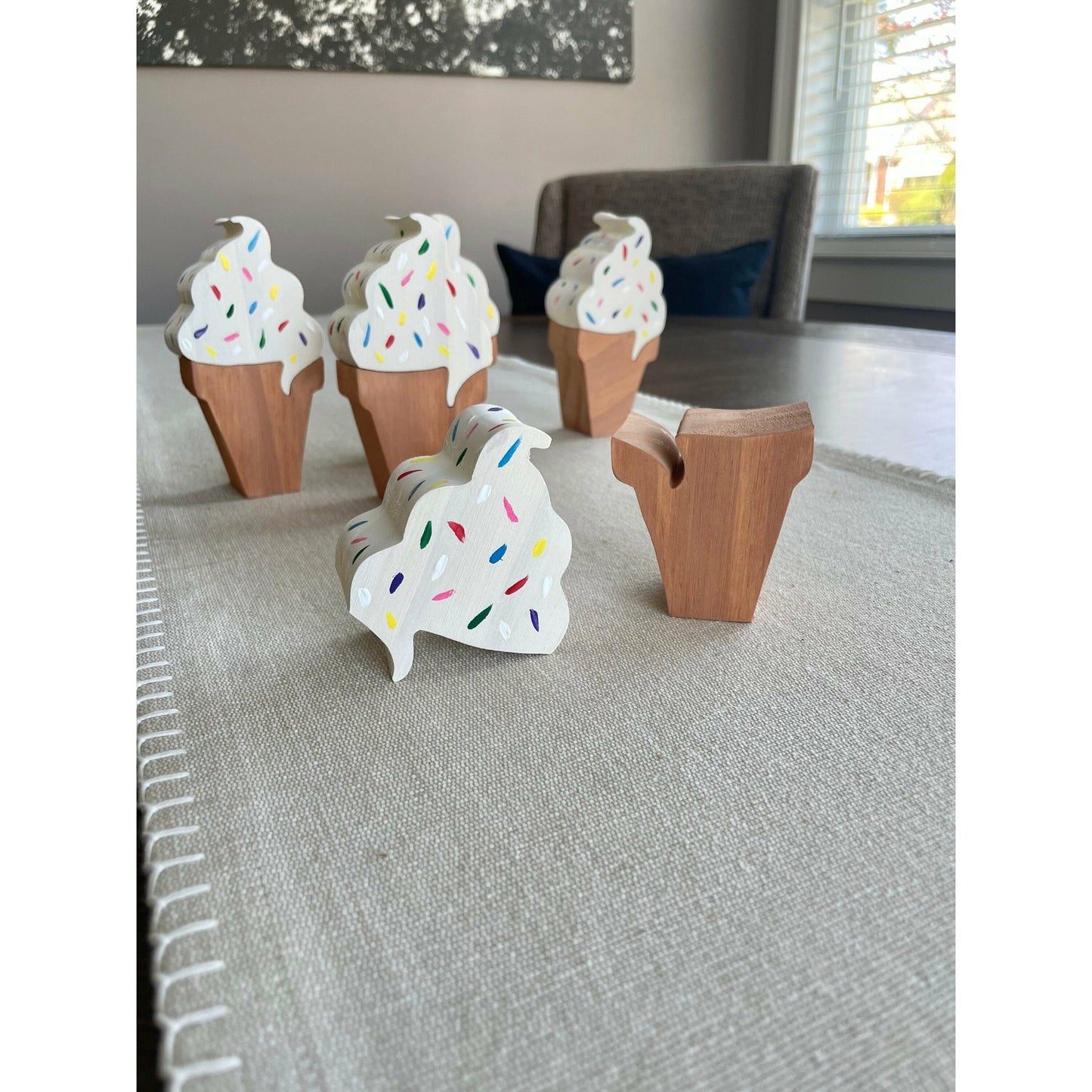 Wood Ice Cream Cone with Sprinkles Summer Decor